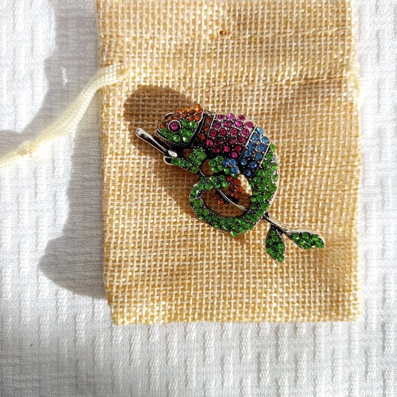 Rhinestone Baby Chamelion Pin Broach - Picture 2 of 2